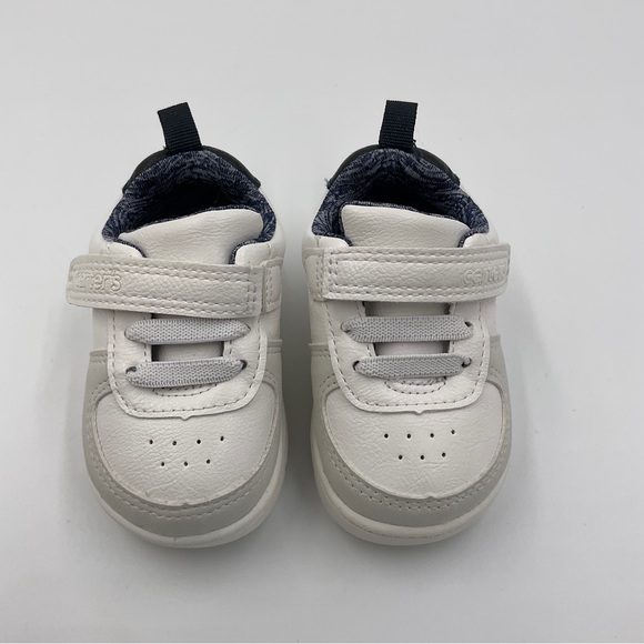 Carter’s Baby Every Step Sneakers White Faux Leather Blue Inside Velcro Size 3M - Picture 8 of 16